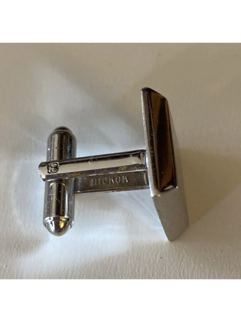 Hickok Square MCM Cuff Links Brushed Silver Tone Vtg  Plain Simple Minimalist